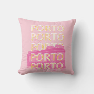 Coussin Porto Travel Art, Portugal, Rose, Preppy