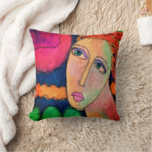 Coussin Portrait Abstrait coloré d'une femme (Couverture)