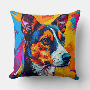 Coussin Portrait abstrait de chien Basenji