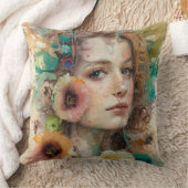 Coussin Portrait Abstrait de femme de fleurs (Couverture)