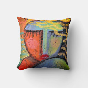 Coussin Portrait Abstrait funky d'une femme