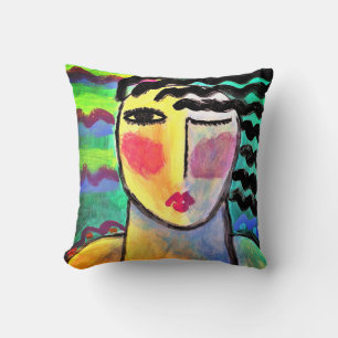 Coussin Portrait Abstrait original d'une femme