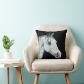 Coussin Portrait arabe de cheval sur noir (Chaise)