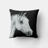 Coussin Portrait arabe de cheval sur noir (Verso)