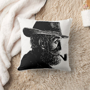 Coussin Portrait au point et à la ligne : Vieil homme sage