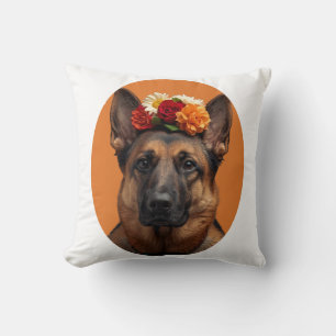 Coussin Portrait audacieux d'un berger allemand dans l'art