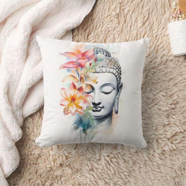 Coussin Portrait Bouddha Charcoal Watercolor Art (Couverture)