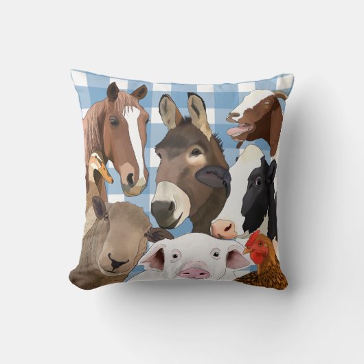 Coussin Portrait d'animaux de ferme mignons (Recto)