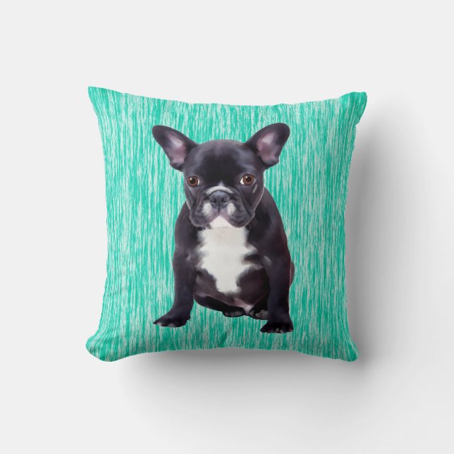 Coussin Portrait d'art de Bulldog en France (Recto)