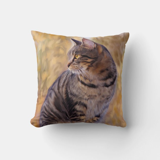 Coussin Portrait d'art de chat (Recto)