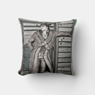 Coussin Portrait d'art occidental de cow-boy vintage