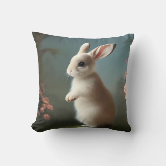 Coussin Portrait de bébé lapin mignon (Recto)