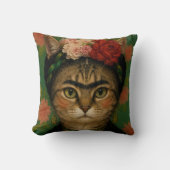 Coussin Portrait de chat de Frida Kahlo, impression d'art (Recto)