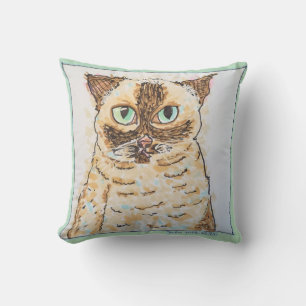 Coussin Portrait de Chat Fantaisiste Coloré