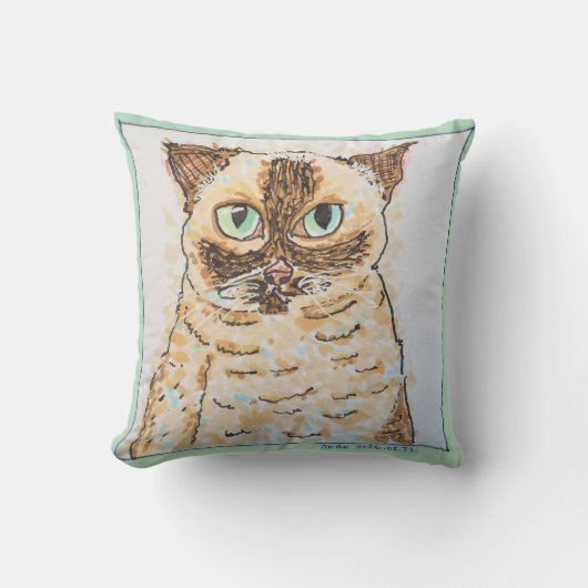 Coussin Portrait de Chat Fantaisiste Coloré (Recto)