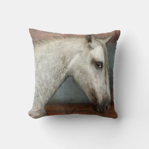 Coussin Portrait de Cheval Andalou Gris Dappé