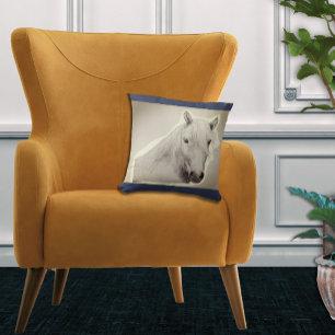 Coussin Portrait de Cheval Décoration d'Art Équestre Marin