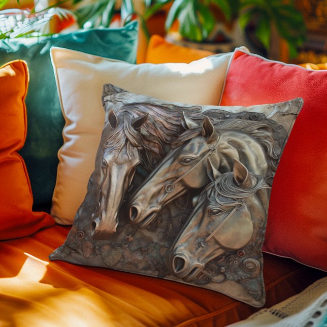 Coussin Portrait de cheval en métal sculpté (Créateur téléchargé)