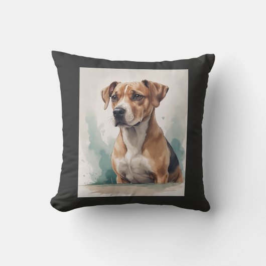 Coussin Portrait de chien aquarelle (Recto)