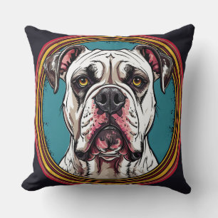 Coussin Portrait de chien avec fond inspiré de la mosaïque