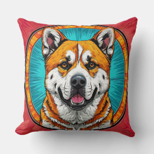 Coussin Portrait de chien avec fond inspiré de la mosaïque