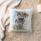 Coussin Portrait de chien dessiné heureux (Couverture)