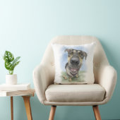 Coussin Portrait de chien dessiné heureux (Chaise)