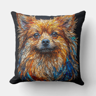 Coussin Portrait de chien en mosaïque colorée