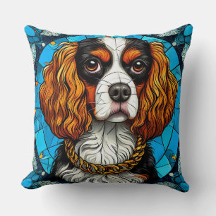 Coussin Portrait de chien en verre coloré