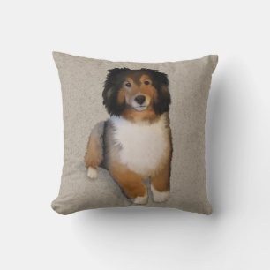 Coussin Portrait de chien mélange Sheltie