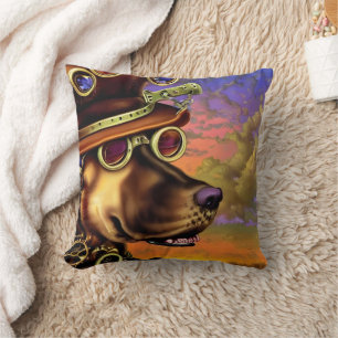 Coussin Portrait de chien Steampunk