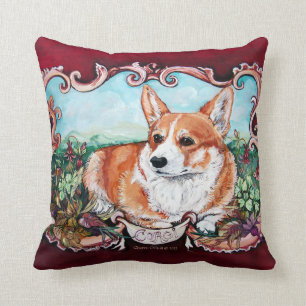 Coussin Portrait de corgi par la cerise O'Neill