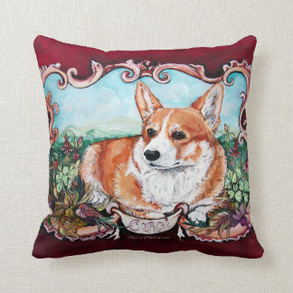 Coussin Portrait de corgi par la cerise O'Neill