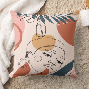 Coussin Portrait de femme abstrait en ligne art