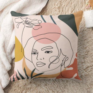 Coussin Portrait de femme abstrait en ligne art