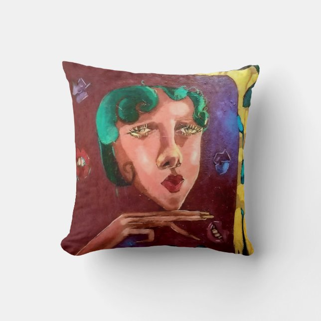 Coussin Portrait de femme Abstraite colorée (Recto)