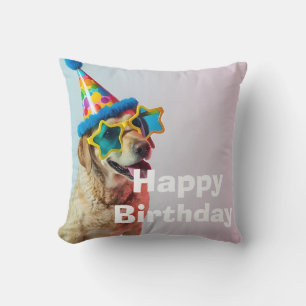 Coussin portrait de fête de chien drôle anniversaire d'ani