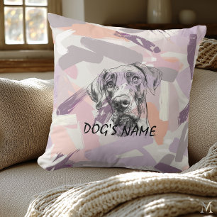Coussin Portrait de Grand Danois Pastel – Art Abstrait Mod