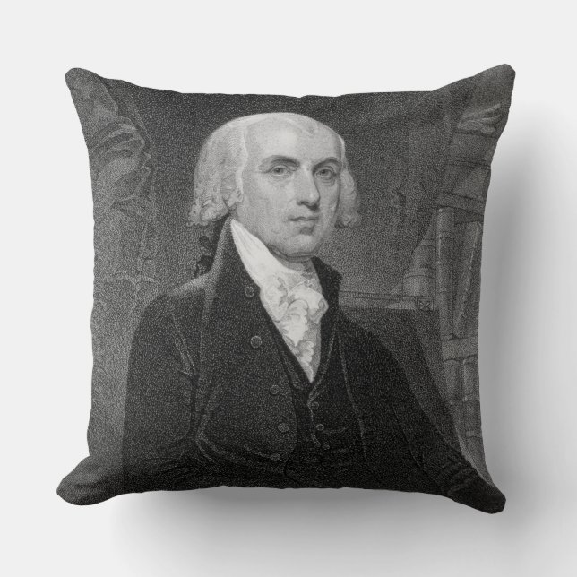 Coussin Portrait de James Madison, gravé par William A. (Recto)