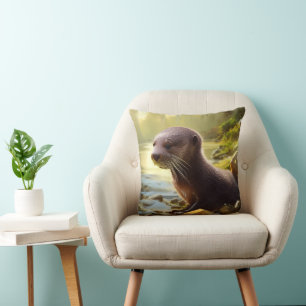 Coussin Portrait de la faune de Baby Otter