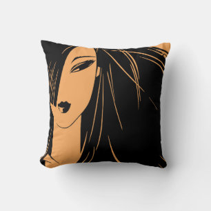 Coussin Portrait de la fille aux cheveux rejetés