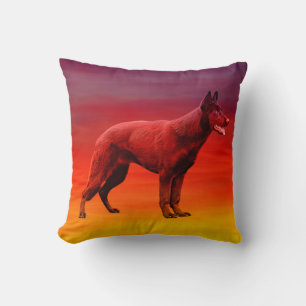Coussin Portrait de la plage de Chien noir allemand Shephe