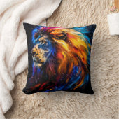 Coussin Portrait de lion abstrait de faune cosmique (Couverture)