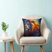Coussin Portrait de lion abstrait de faune cosmique (Chaise)
