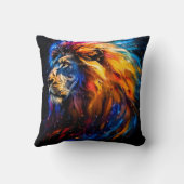Coussin Portrait de lion abstrait de faune cosmique (Verso)