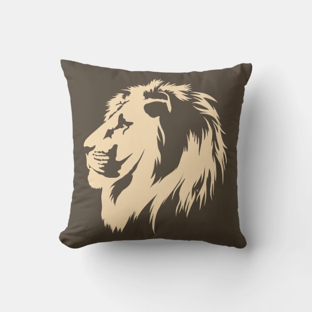 Coussin Portrait de Lion (sable) (Recto)