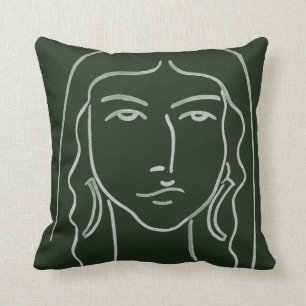 Coussin Portrait de malachite avec de longs cheveux
