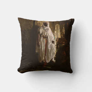 Coussin Portrait de peinture d'art africain de chef maure