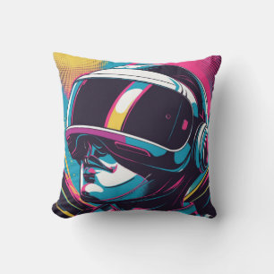 Coussin Portrait de personnage futuriste portant un casque