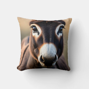 Coussin Portrait de près d'un âne curieux